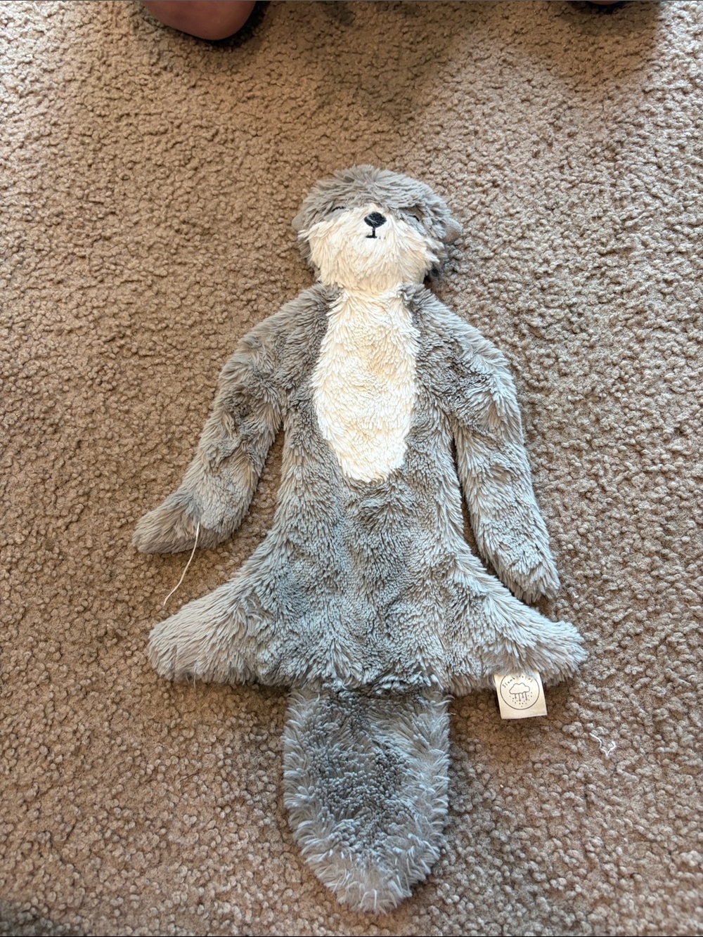 B69 Slumberkins Gray White Otter Lovey Plush Heart Flat Body Embroidered Eyes